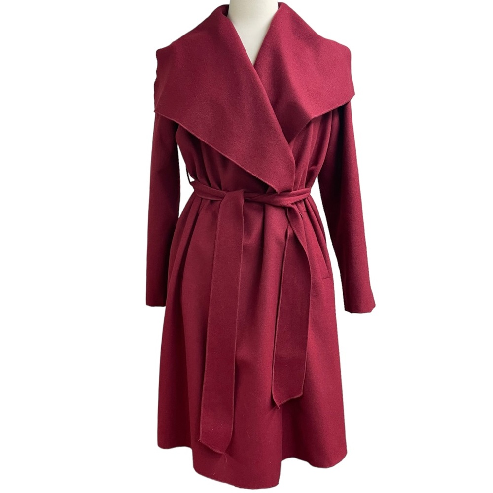 Chicwish Free Myself wool blend deep red belted coat medium